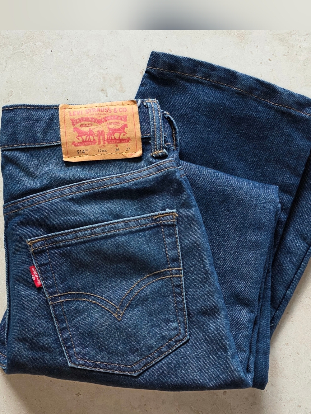 Levi's 514 Boys Size 12 Denim Slim Straight Jeans - Medium Blue Regular